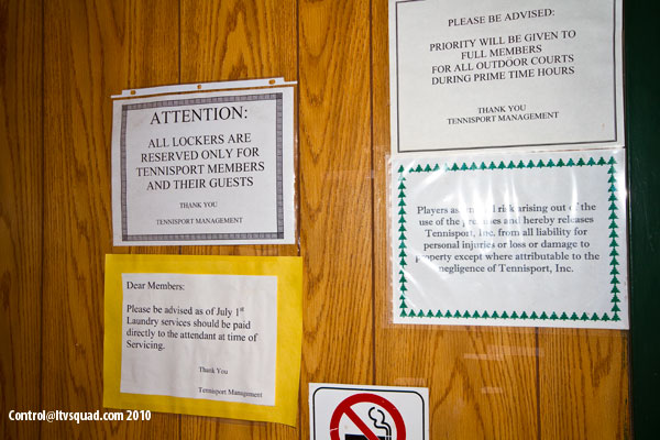 Notices by the locker room, stating the closure date.