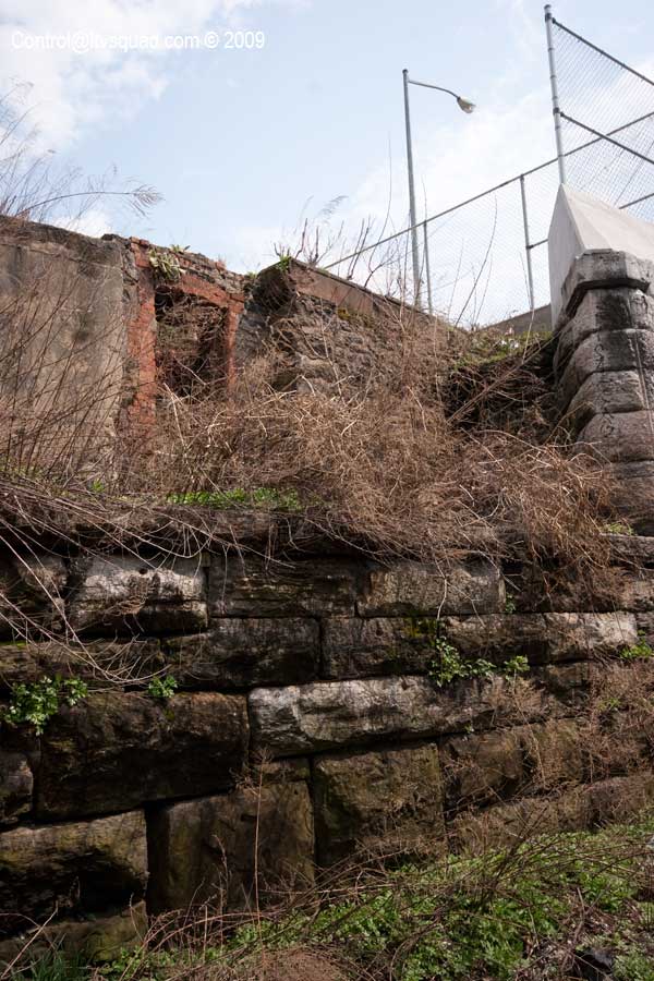 Exposed old building foundation