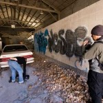 Packing up with the car parked in an abandoned building - Upstate NY