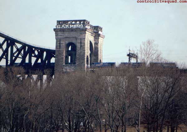 Conrail freight train crossing the bridge, sometime around 1993